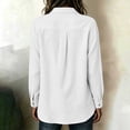 thumbnail image 6 of QIYAGBSA Button Down Shirts for Women Asymmetrical Button Placket Long Sleeve Collared Cotton Linen Relaxed Fit Casual Tops (White, M), 6 of 7