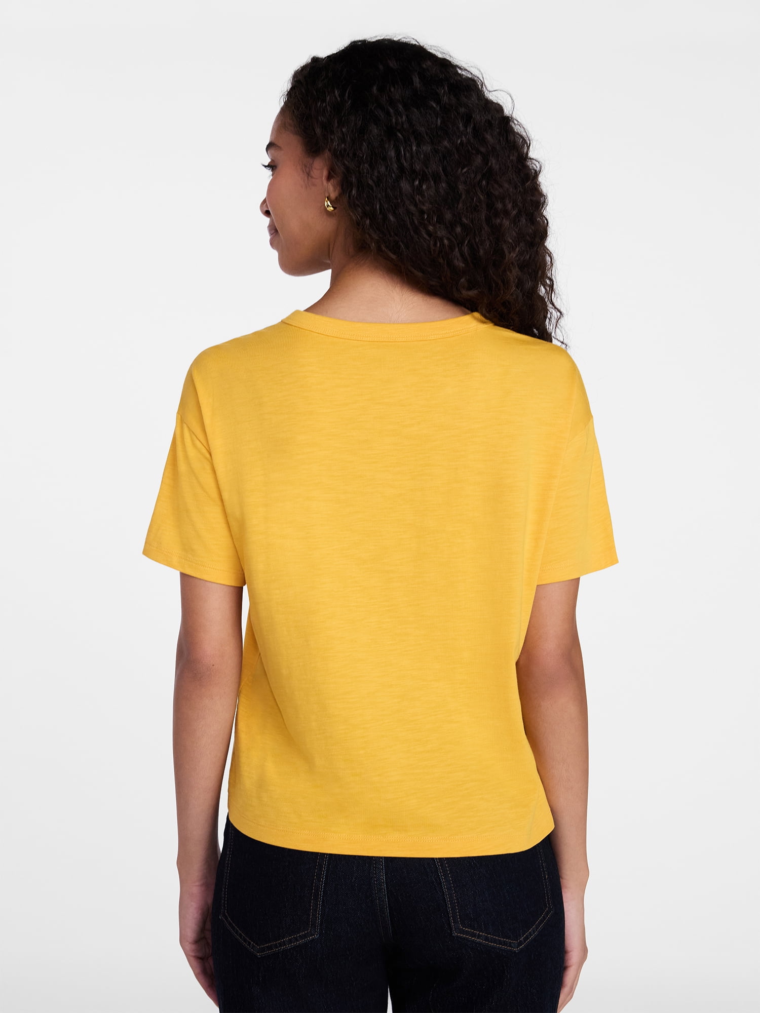 Time and Tru Women's Boxy Slub Tee with Short Sleeves, Sizes XS-XXXL