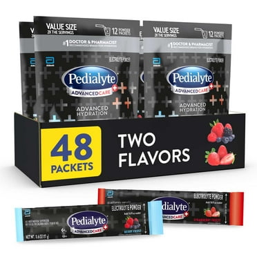 Pedialyte AdvancedCare Plus Electrolyte Powder Packets, Strawberry Freeze/Berry Frost 48 Count
