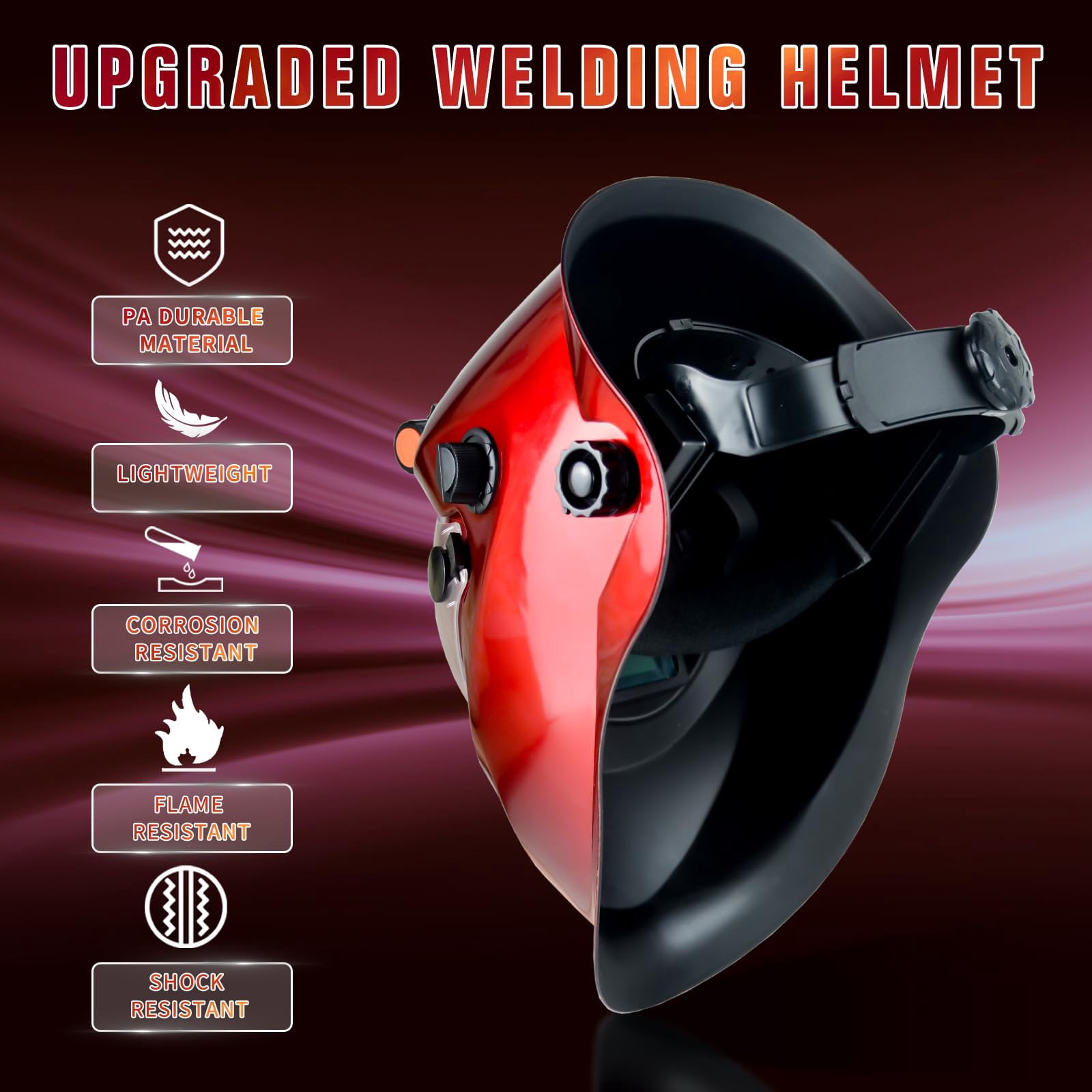 Auto Darkening Welding Helmet with Light Solar Powered True Color Welding Hood 2 Arc Sensor Wide Shade 9-13 Welding Mask with Extra Grinding Mode Weld Helmet