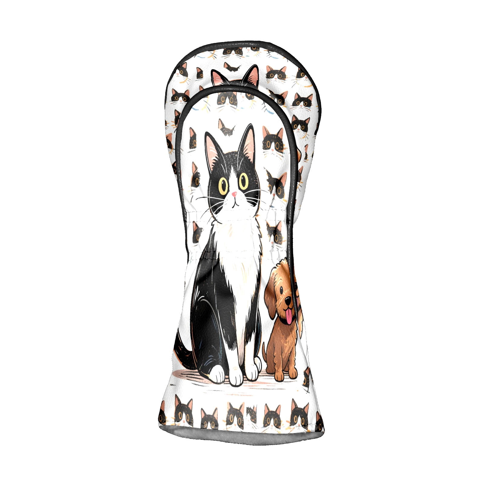Golf Club Covers, While Pets Premium PU Leather Driver Hybrid Putter Head Covers with Velvet Lining, Waterproof Golf Gifts for Men Women