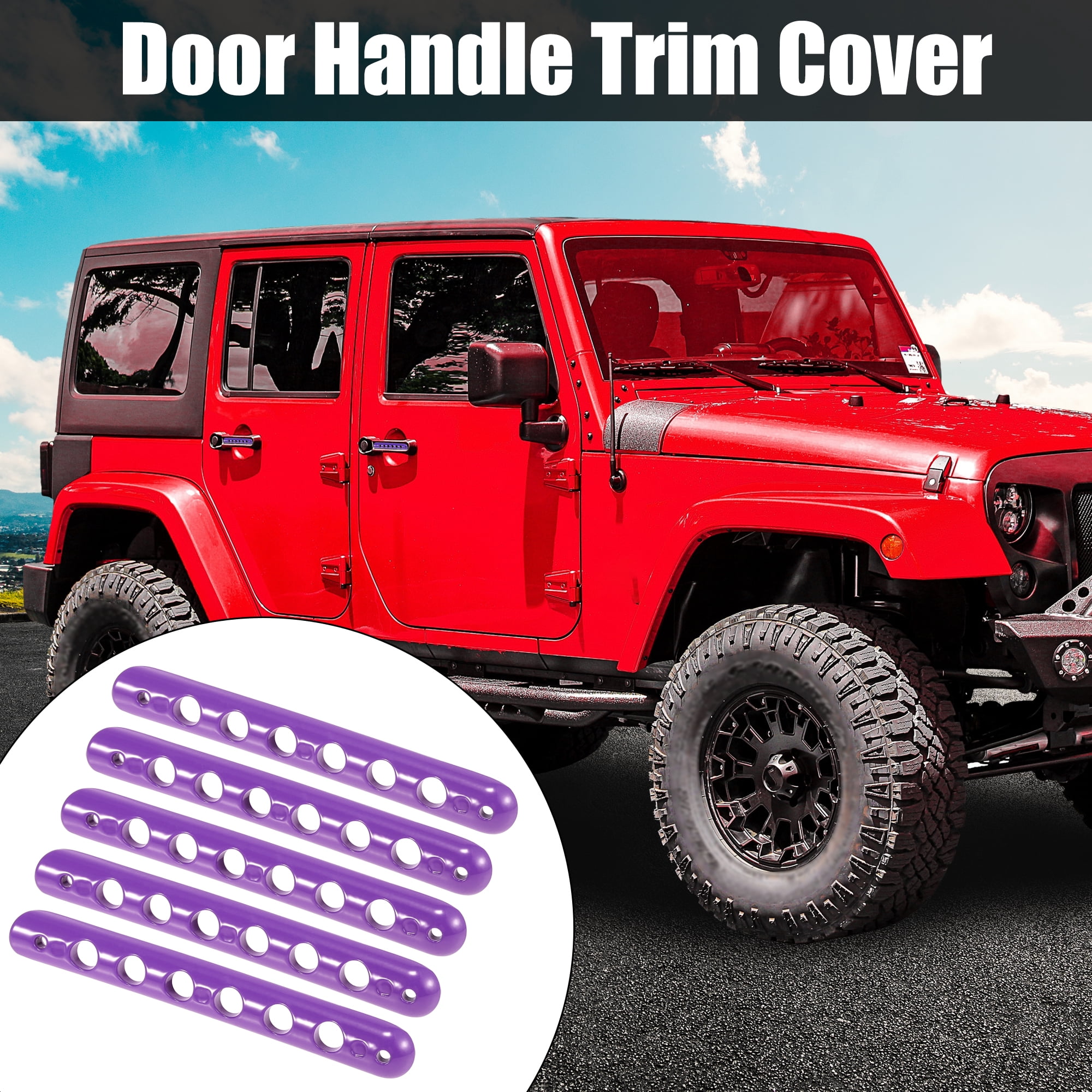5pcs Door Handle Insert Decorative Strip Trim Covers for Jeep Wrangler 4 Door 2007-2018 Purple