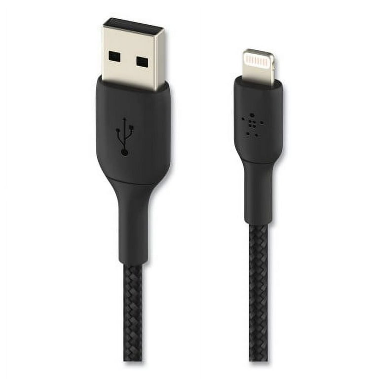 BOOST CHARGE Braided Apple Lightning to USB-A ChargeSync Cable, 6.6 ft, Black