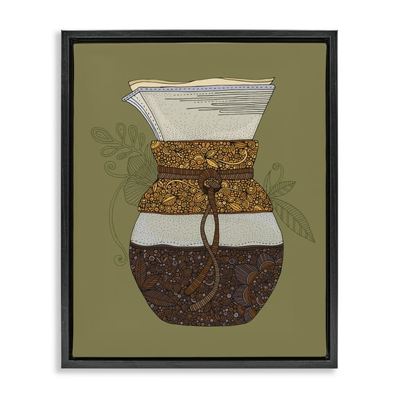 Stupell Industries Pour Over Coffee Maker Food & Beverage Painting Black Floater Framed Art Print Wall Art, 17 x 21