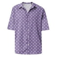 thumbnail image 4 of Mens Short Sleeve Collared Button Down Shirt Polka Dot Print Relaxed Fit Casual Beach Vacation Fashion Shirts Purple 3XL, 4 of 5