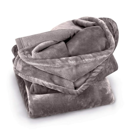 Internet's Best Plush Velvet Mink Throw Blanket | Gray | Thick Ultra Soft Couch Blanket | Warm Sofa Throw | 100% Microfiber Polyester | Easy Travel | Full/Queen Bed | 90 x