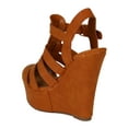 thumbnail image 3 of Breckelles AH98 Women Leatherette Round Toe Platform Sandal Wedge, 3 of 6