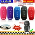 thumbnail image 4 of Dobrev 5 Button Silicone Case Protector Entry Fob Cover Skin for Ford Fusion Explorer Mustang Edge Lincoln Nautilus MKC MKX MKZ Smart Key   Black, 4 of 4