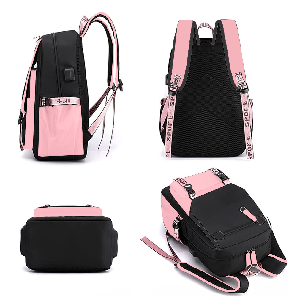 SANMADROLA School Backpack with USB Charging Port, Black photo 5