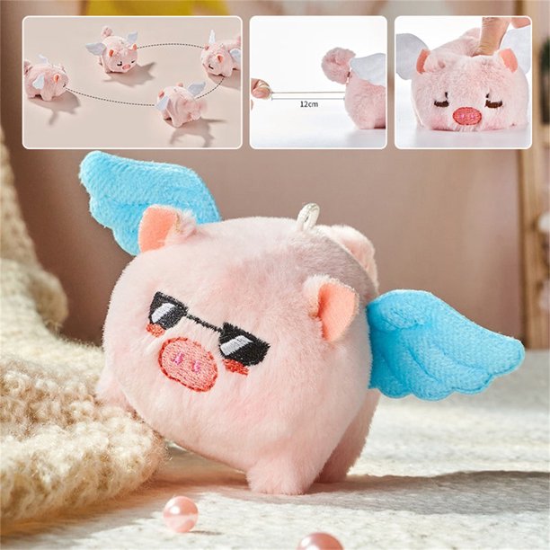 Juguete Spinning Angel Pig Descompresión Juguete,Little Flying Pig Wagging Its Tail And Shaking Its Wings- Peluche Juguete,Little Flying Pig Doll Wagging Tail AMMAO TOY230209-2266toy