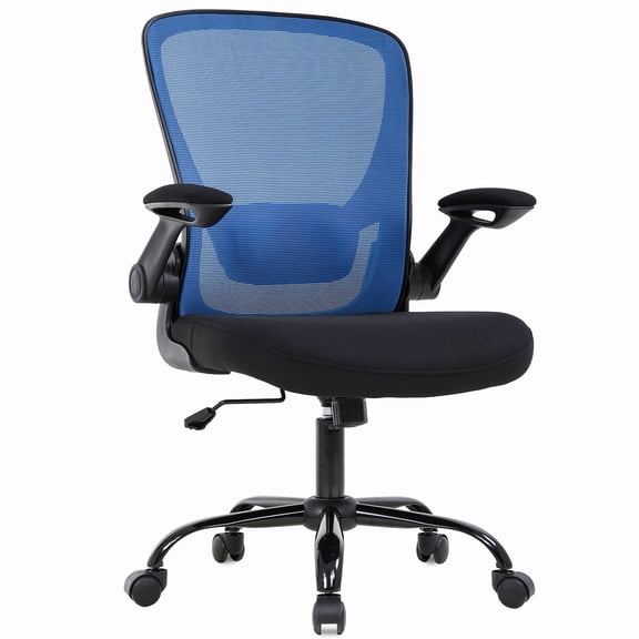 PayLessHere Home Office Chair with Height Adjustable Lumbar Support & Flip-up Armrest for Mesh，Blue