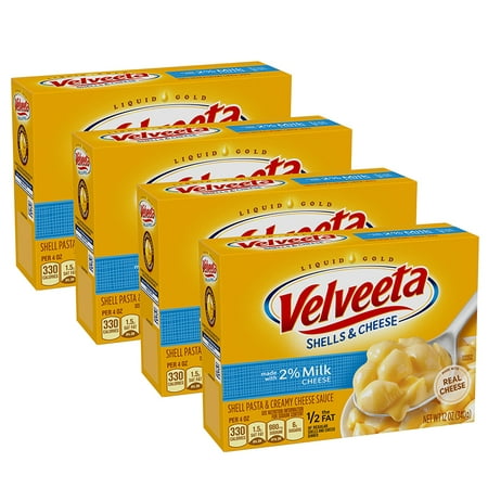 (4 Pack) Velveeta Shells & Cheese Made with 2% Milk Cheese, 12 oz