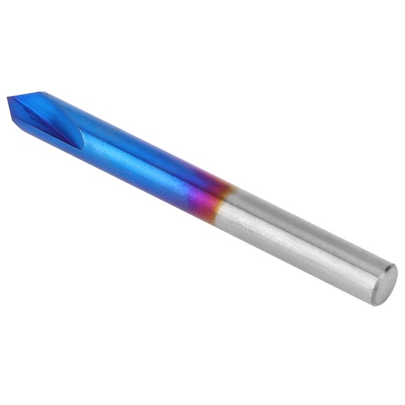 Fresa de extremo de chaflán de 90 grados, 2 flautas, revestimiento azul, acero de tungsteno, herramienta manual de carburo cementado, 5 x 50 mm