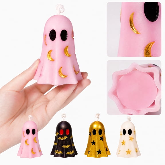 Halloween Decor, Pink Creative Ghost Halloween Decoration, Odor-Free Soy Wax Decorative Candles for Home Decor, Gothic Spooky Halloween Party Decor, Ideal for Halloween Home Decor