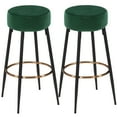 thumbnail image 3 of Duhome Elegant Lifestyle Height 30" Backless Velvet Bar Stools Set of 2 Dark Green, 3 of 7
