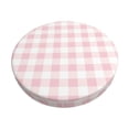 thumbnail image 6 of Uemuo Pink Checkboard Pattern Round Bar Stool Seat Covers Washable Stool Cushion Slipcover Elastic Bar Chair Covers-14 inch, 6 of 7