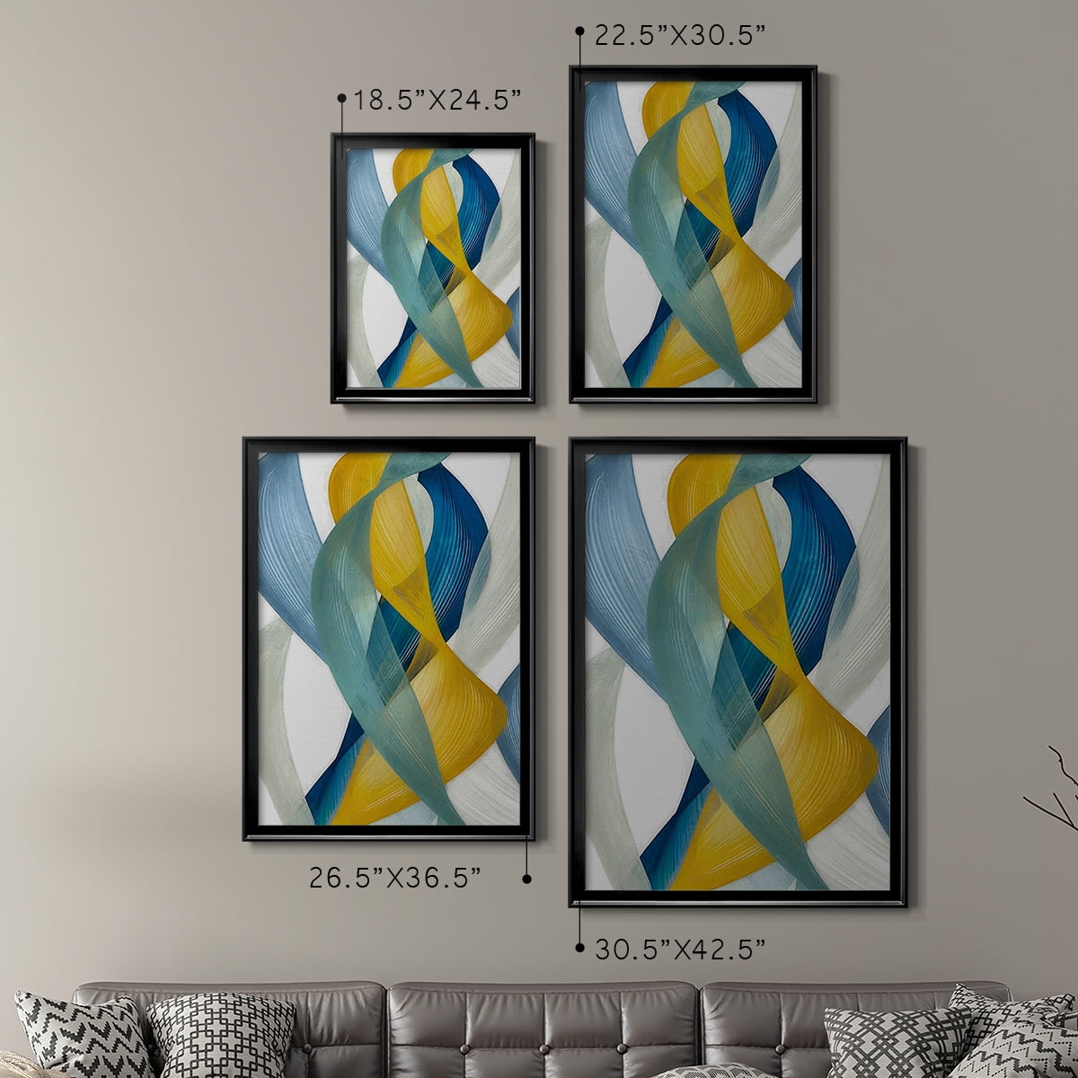 Horizontal Bands I Premium Framed Print, in Gold, Black, or Silver - Ready to Hang