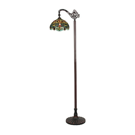 Chloe Lighting Tiffany-Style Dragonfly Design 1-light Dark Bronze Floor Lamp Dark Bronze/ Green