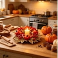 thumbnail image 4 of Halloween Mini Fall Pumpkin Wreath, Candle Ring with Maple Berry Pinecone for Table, Harvest, Thanksgiving Decor, 4 of 6