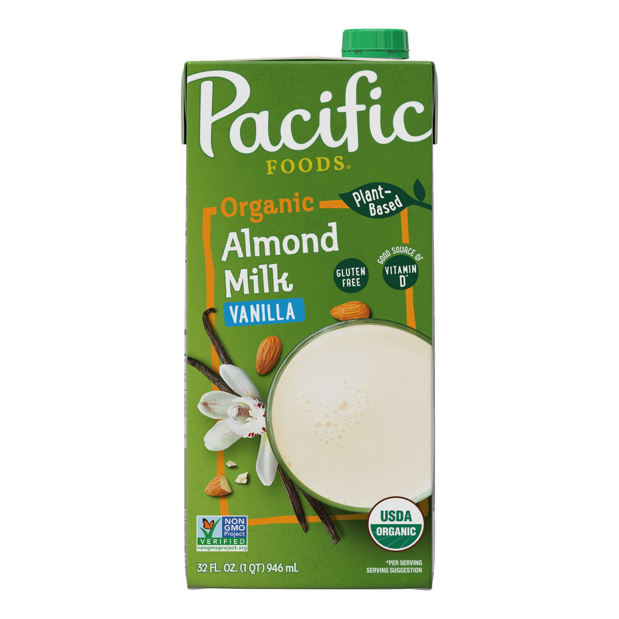 Pacific Foods Organic Vanilla Almond Milk, Plant Based Milk, 32 oz Carton