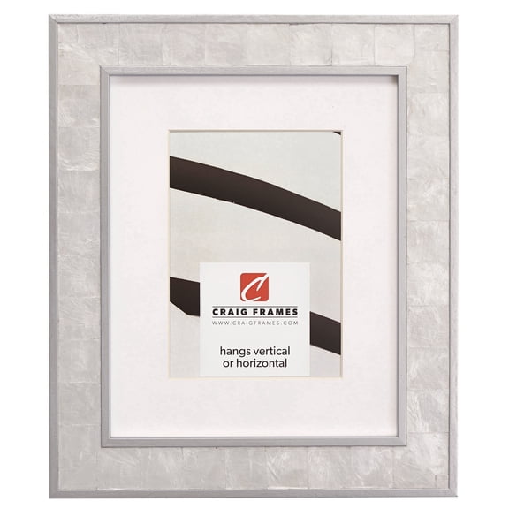 Craig Frames Opulence, 20x27 inch Silver Mother of Pearl Picture Frame Matted for a 16x24 Photo