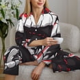 thumbnail image 6 of KLL Fierce Red Viper Graphic Art Print Women's Long Sleeve Pajamas with Pants Sleepwear Loungewear 2 Set-XX-Large, 6 of 8