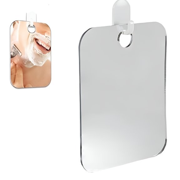 XIBUFE 2026 New Fogless Shower Mirror for Bathroom,6.7X5.1"Acrylic Mirror with Sticks to Tile Adhesive Mount,Bathroom Mirror with Hook Hole,Anti-Fog Shave Mirror for Men,Portable Bathroom Mirror
