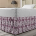 thumbnail image 1 of Vintage Bed Skirt, Illustration of Classical Tile Inspired Damask Swirls Repetition, Elastic Bedskirt Dust Ruffle Wrap Around for Bedding Decor, 4 Sizes, Plum White and Grey Pink, by Ambesonne, 1 of 2