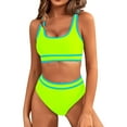 thumbnail image 2 of TEVEQ Tankini Swimsuits for Women Tummy Control Swimsuits for Women 2 Piece with Short Women's Two Swimsuit High Waisted Contrasting Colors Bikini Sets Double Shoulder Bathing Suits for 2024, 2 of 7