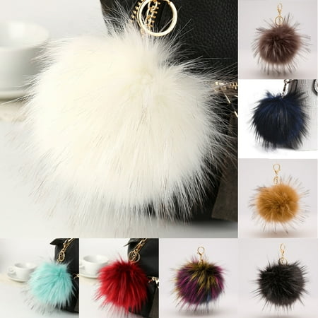 - Heepo Fluffy Soft PomPom Ball Car Handbag Hanging Pendant Keychain Key Ring 13cm