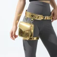 thumbnail image 4 of Riñonera de metal brillante con espejo estilo motocicleta de gran venta, pequeña bolsa cuadrada, bolsa de pierna desmontable personalizada para mujer, 4 of 5