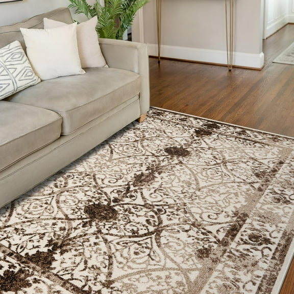 Unique Loom La Jolla Collection Area Rug - Traditional (9' x 12' Rectangle Beige/Brown)