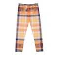 thumbnail image 4 of Toddler Girl Leggings Plaid Criss Cross Trendy Stretch Comfortable Cotton Pants Lightweight Skinny Kids Fall Outfits, Orange, 7 Years, 4 of 6