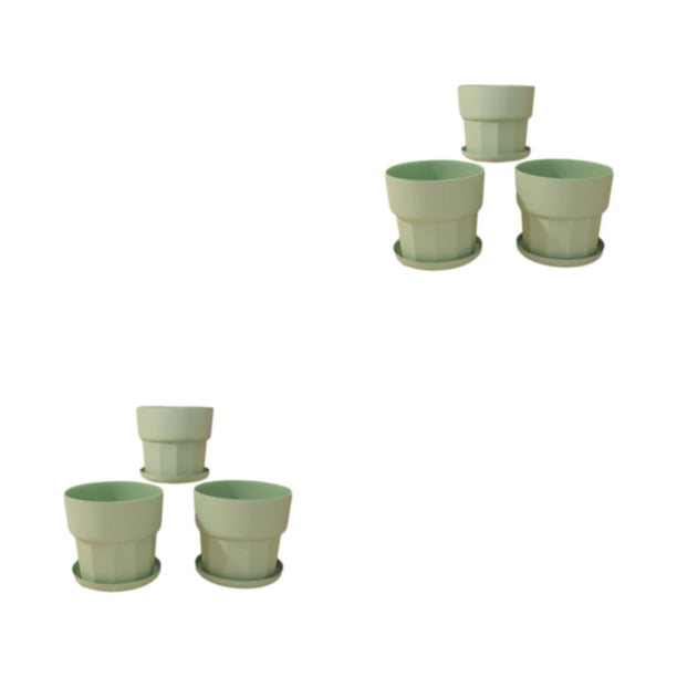 Maceta de plástico Bewildely 3 piezas estilo nórdico para jardín con drenaje color verde L