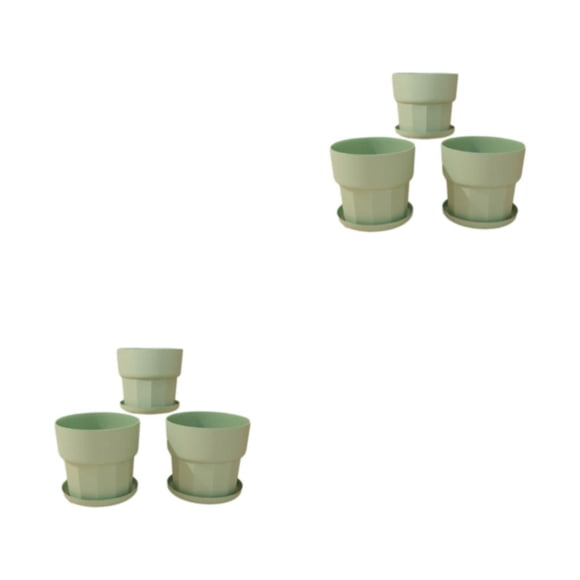 Maceta de plástico Bewildely 3 piezas estilo nórdico para jardín con drenaje color verde L