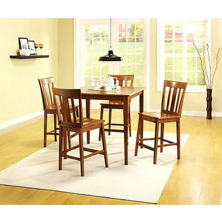 mainstays 5-piece counter height dining set, warm cherry finish mainstays 5-piece counter height dining set, warm cherry finish