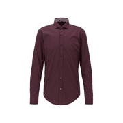 Boss Slim-fit shirt in organic cotton with Vichy check Dark Red Size S