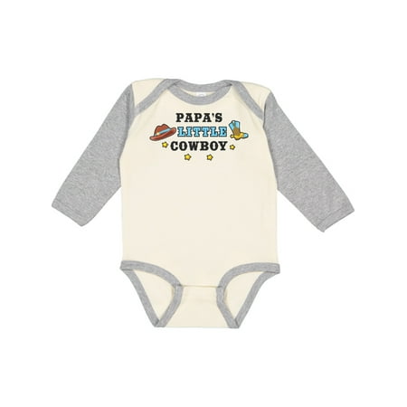 

Inktastic Papas Little Cowboy with Cowboy Hat and Boots Gift Baby Boy Long Sleeve Bodysuit