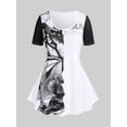 thumbnail image 1 of Camiseta Talla Extra Estampado Gráfico Curvo Rosegal  Camisetas tallas grandes, 1 of 5