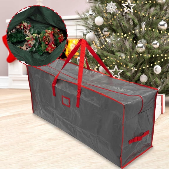 Mise à Jour Sac de Rangement pour Arbre de Noël - Stocke Arbre de Noël Artificiel de 4 Pieds, Matériau Durable et Imperméable, Sac à Fermeture à Glissière, Poignées de Transport. Protège contre la Poussière, les Insectes et l'Humidité Gris