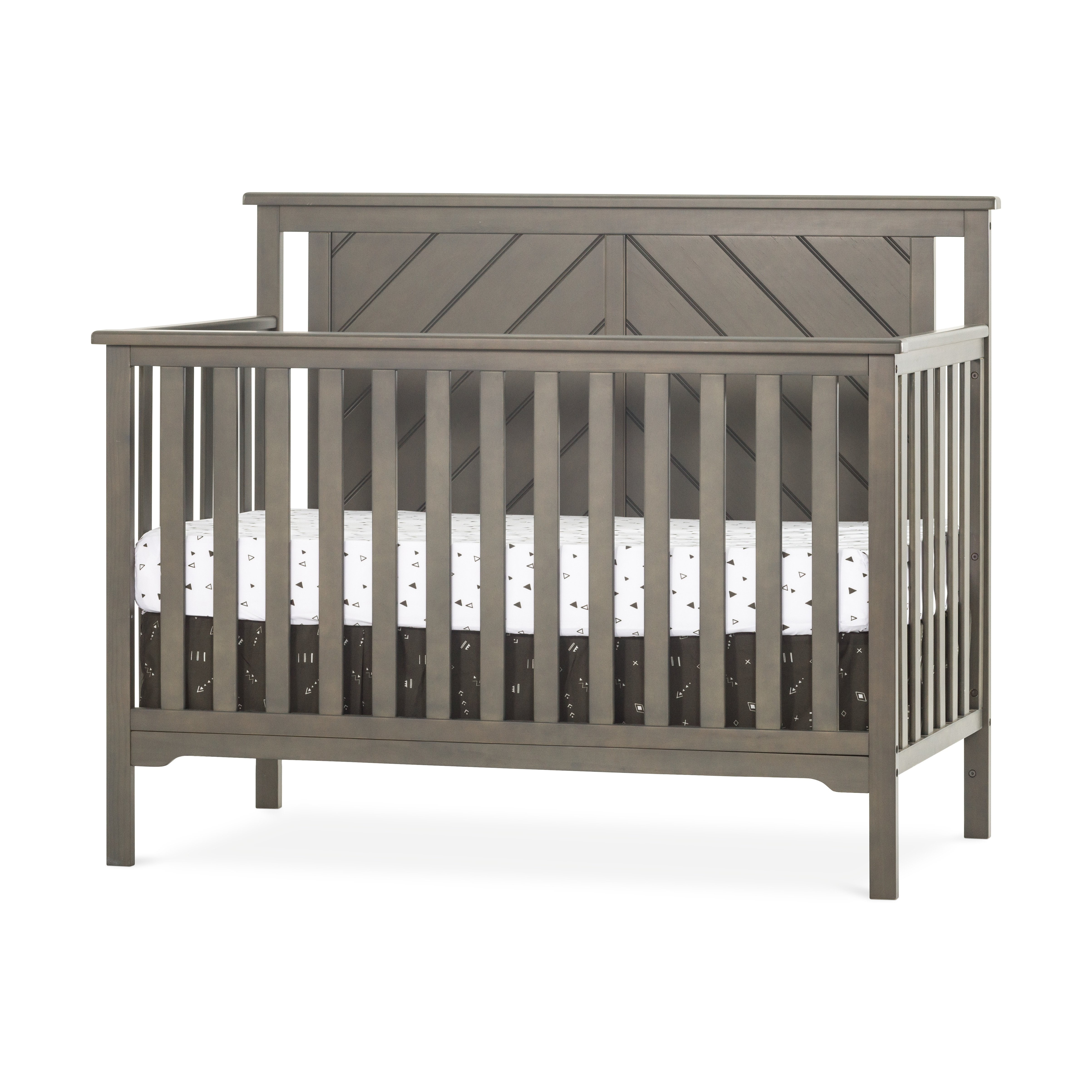 Hampton 4 In 1 Convertible Baby Crib Flat Top In Dapper Gray By