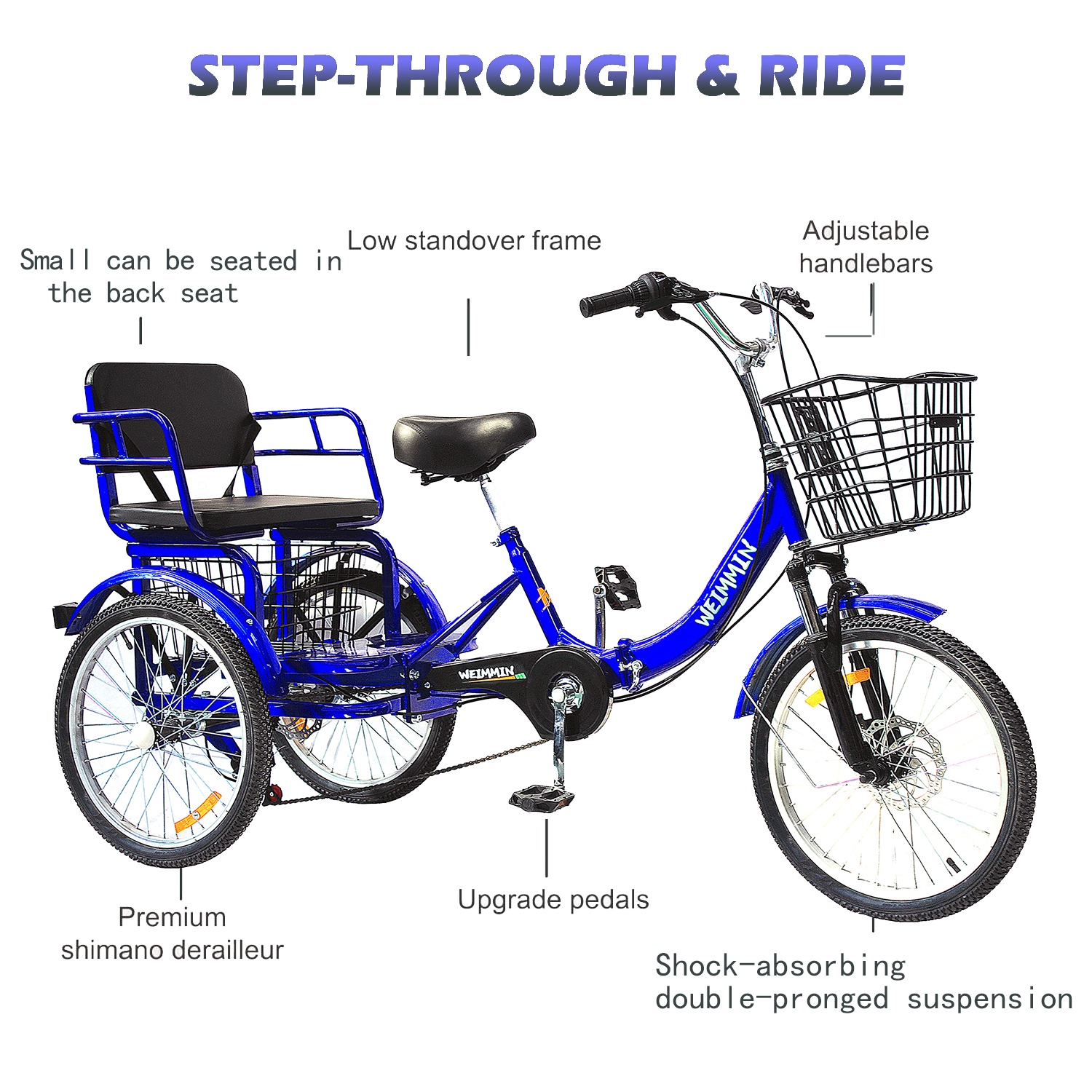 Adult Tricycle 1 Speed, 20 inch Folding Tricycle  Three Wheel Bike for Women/Men/Seniors Bicycle, Wheel Bike for Shopping/Children load 450Ib