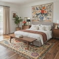 thumbnail image 2 of GENIMO 8'x10' Floral Botanical Area Rug for Living Room, Large Machine Washable Non Slip Low Pile Rug for Bedroom Dining Room, Warm Beige, 2 of 7