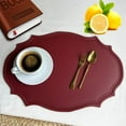 thumbnail image 5 of UU&T Double-Texture Faux Leather Placemats Set of 6, Washable Heat Insulation Mats Watertight and Non-Slip for Home Kitchen Coffee Shops Restaurants, Red, 5 of 7