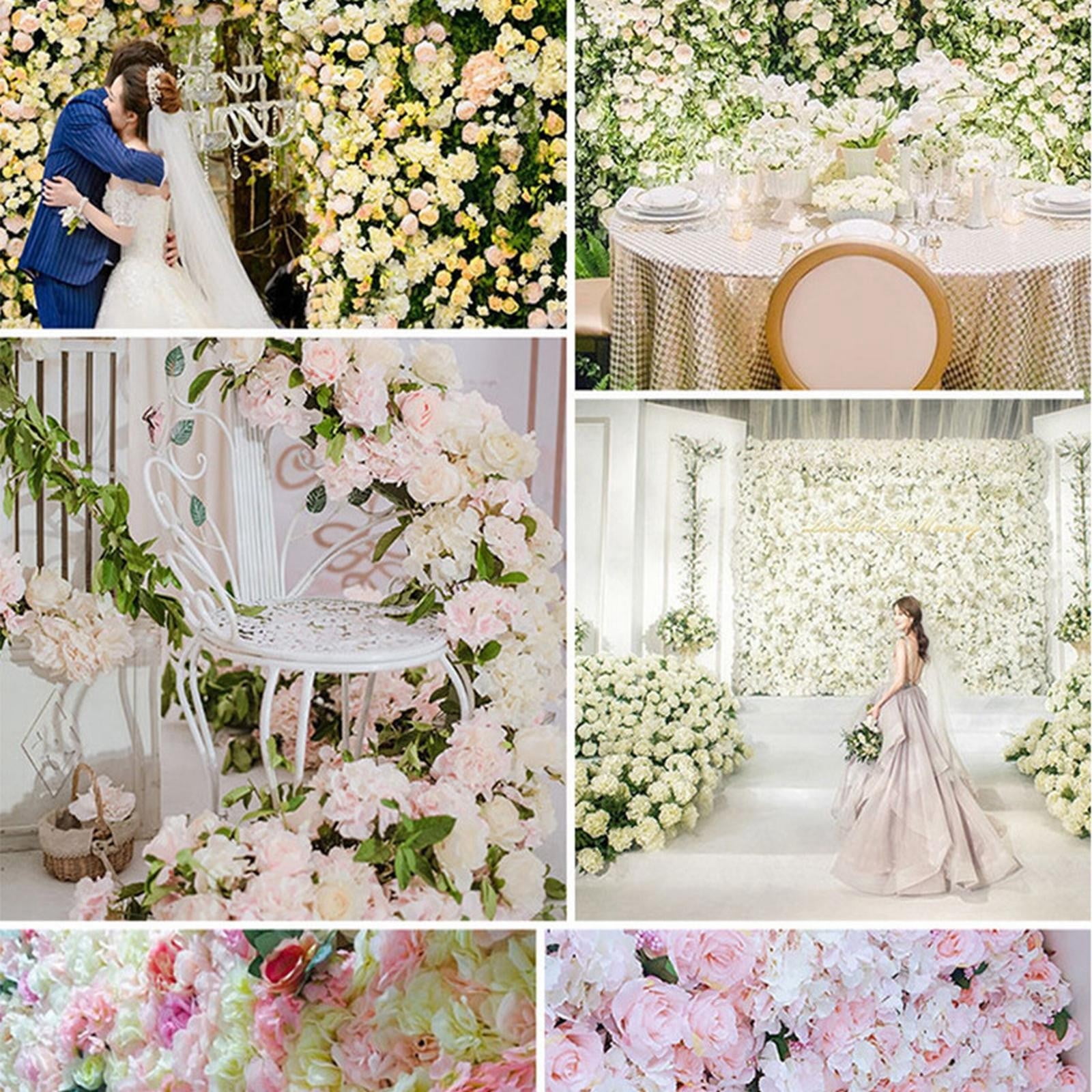 Clearance!Lognanla Colourful Hydrangea&Rose Artificial Flower Wall Panels 15X32 In Flower Wall Mat Artificial Looking Colourful Flowers For Wedding Party Baby Bridal Shower Wall Background Decor Pink