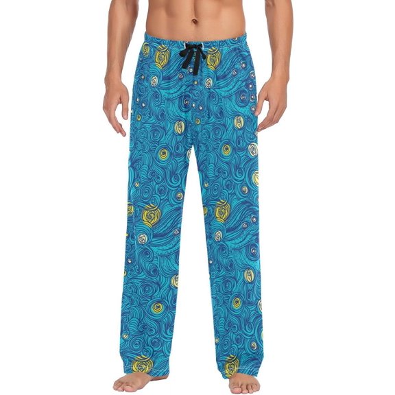 GZHJMY Van Gogh Starry Sky Men's Pajama Pants, Soft and Comfortable Lounge Sleep Bottoms with Pockets, Men's Sleepwear with Custom Print, XX-Large