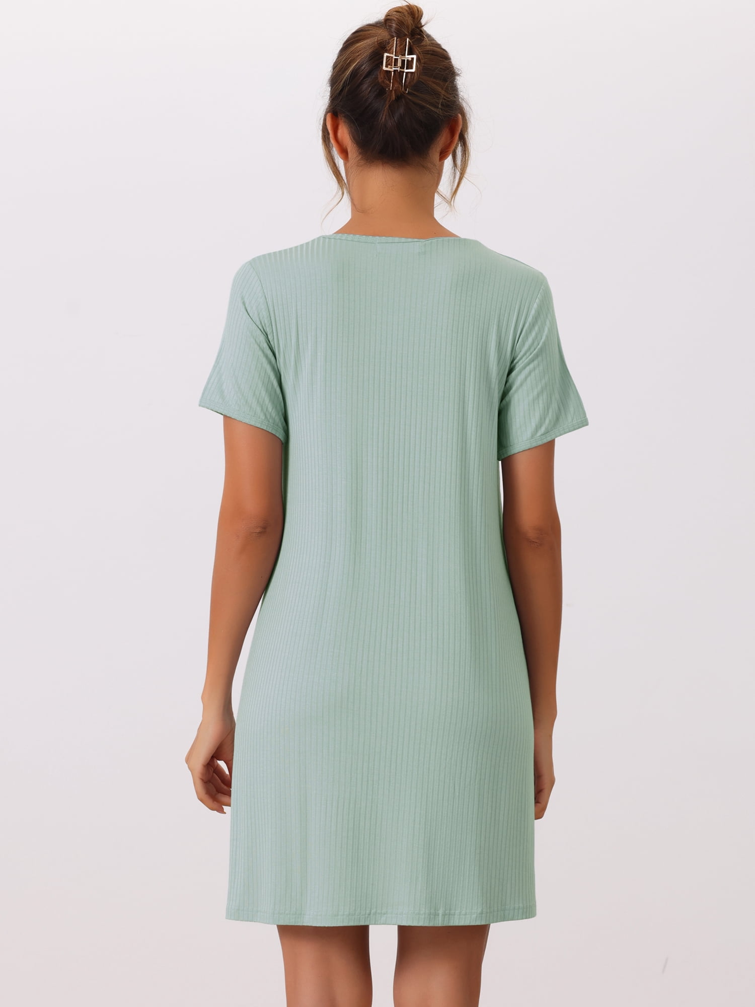 DARING DIVA Women's Modal Short Sleeve Sleep Shirt Crewneck Short Nightshirt XS Green