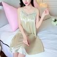 thumbnail image 3 of ShomPort Women's Summer Sleeveless Sleepwear Dress Solid Color Silky Long Nightgown for Women, 3 of 4
