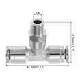 thumbnail image 2 of Uxcell 1/4" OD x 1/8" NPT Thread Male Tee Push To Connect Tube Fittings Nickle-Plated, Silver 2Pcs, 2 of 4