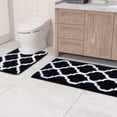 thumbnail image 1 of Alfombra de baño Juego de 2 piezas Alfombrilla de ducha de baño de microfibra y alfombra de inodoro en forma de U, negro, 17x47 + 20x24, F84269, 1 of 5